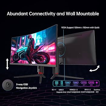 KTC 34 Inch Ultrawide Curved Gaming Monitor, WQHD 3440x1440